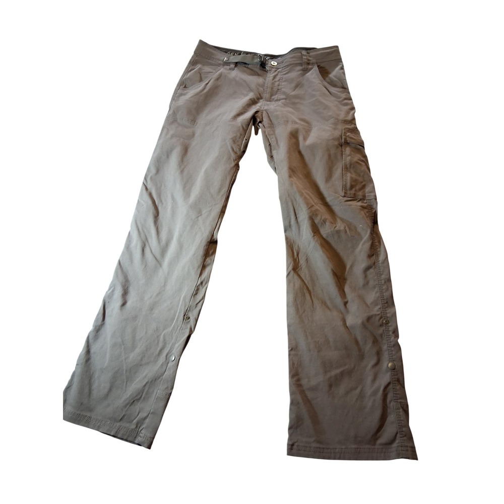 Prana Zion Hiking Cargo Pants Men 32x32 Gray Stretch Nylon Built-in Belt Snap-Up